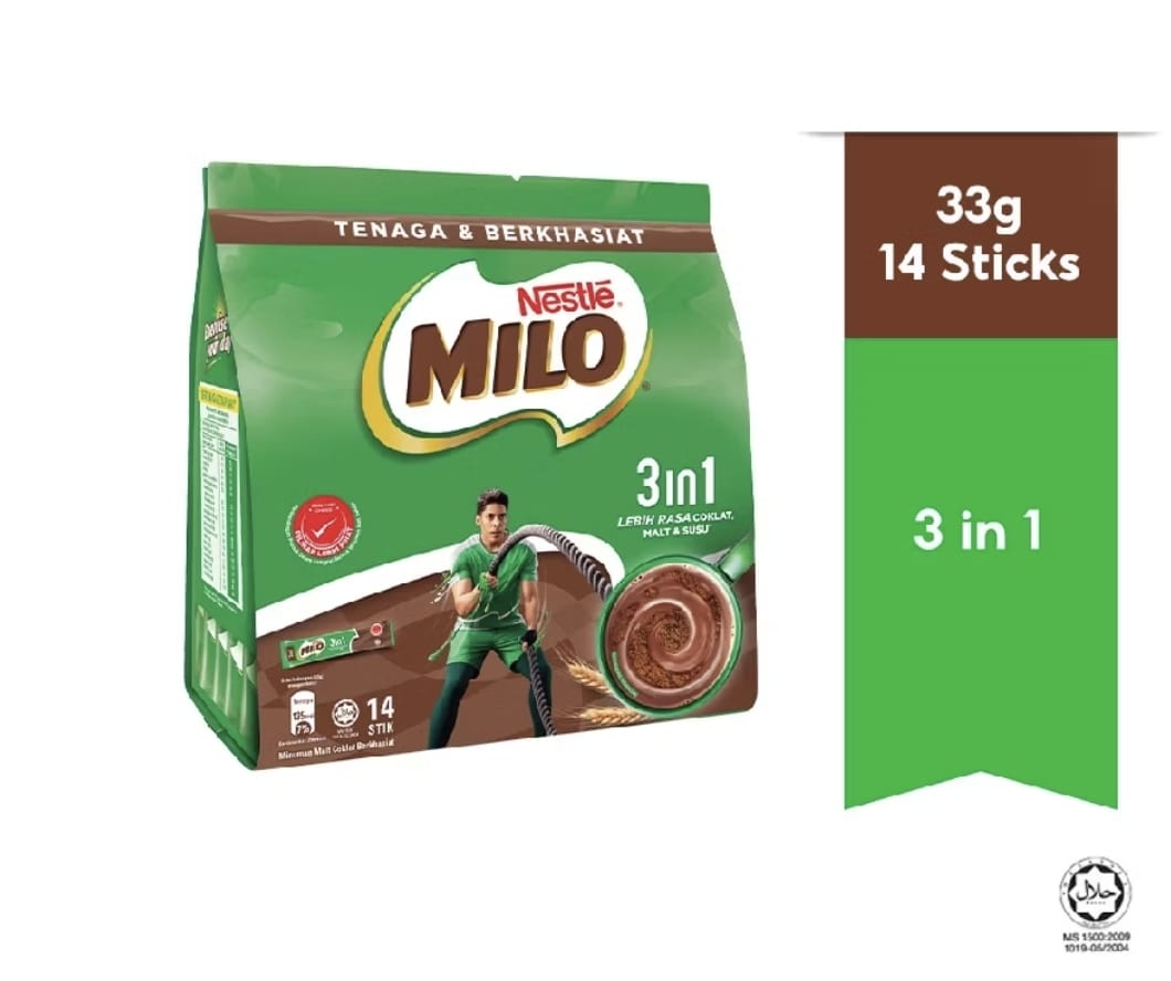 Nestlé MILO 3 in 1 Chocolate Malt Drink (14 Sticks)