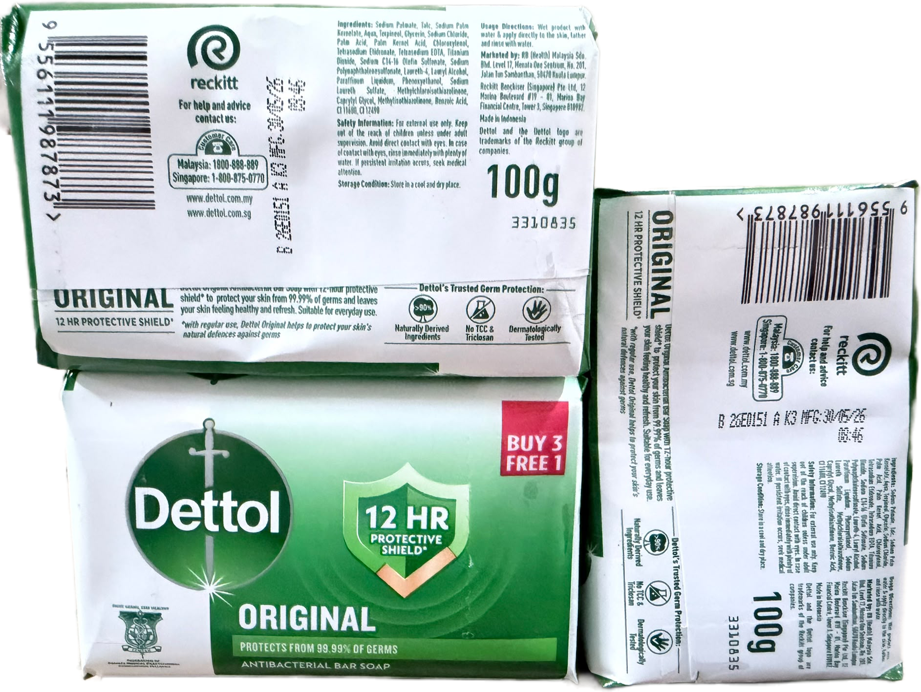 Dettol Anti-Bacterial Soap Original 100g (Buy 3 Free 1)