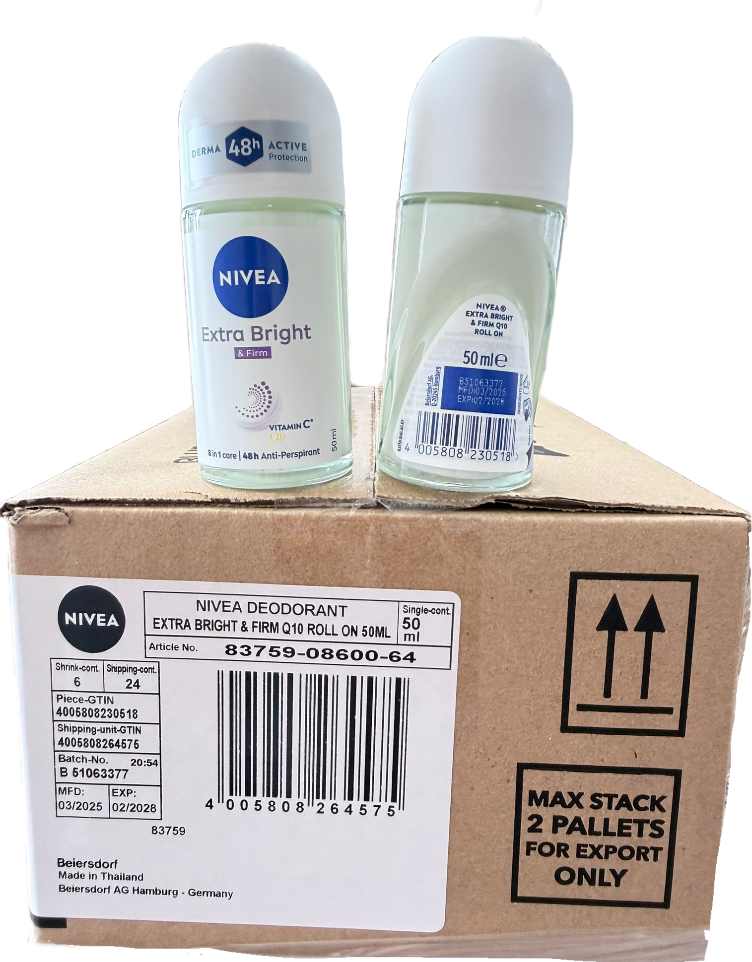 NIVEA Extra Bright & Firm Q10 Roll On Deodorant 50ml
