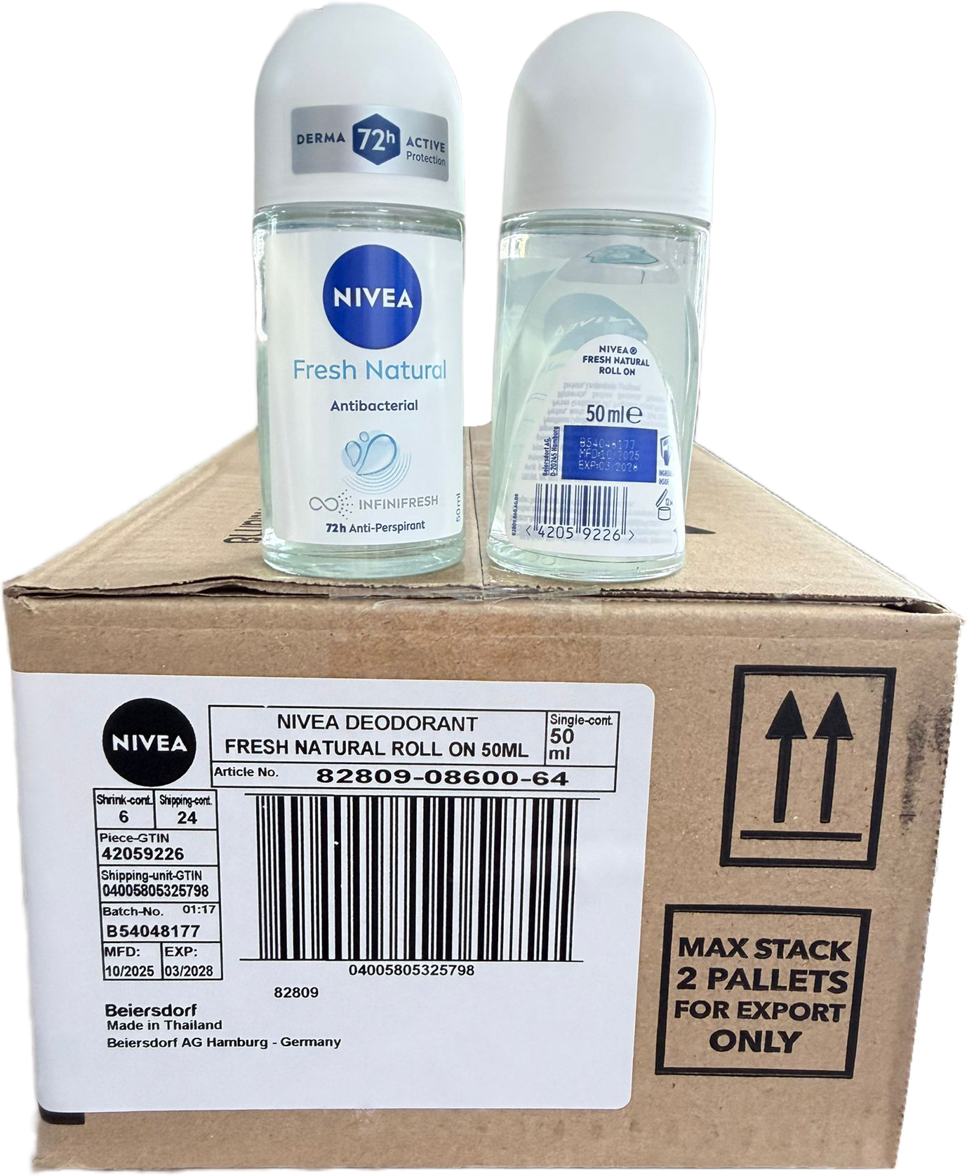 NIVEA Fresh Natural Antibacterial Roll On Deodorant 50ml
